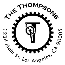 Bike Gears Letter T Monogram Stamp Sample